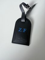 Louis Vuitton Adressanhänger Leder Schwarz mit Initialen Z.F