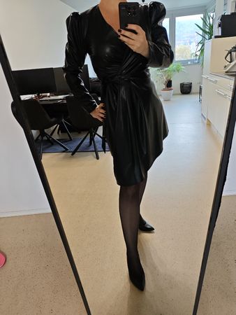 Chic Black Faux Leather Dress - Super Hot ❤️ L