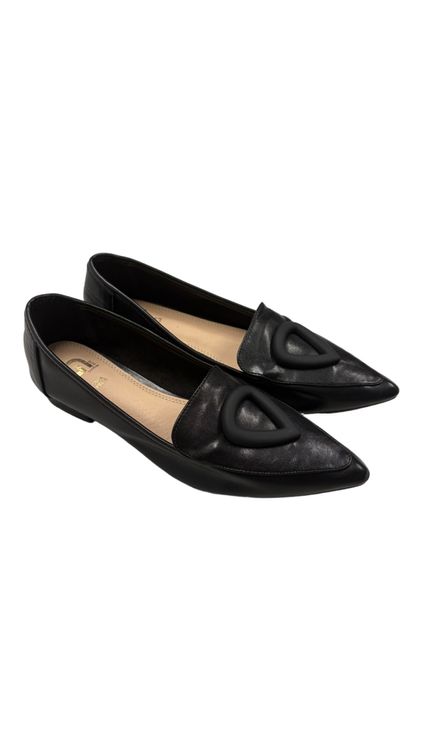 gold-gold-schwarze-loafer-40-leder-ballerina-spitz-neu-gem-ss