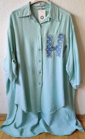 Bluse mit Strass EG 48/50 neu Knopfleiste 3/4 Arm m. Riegel