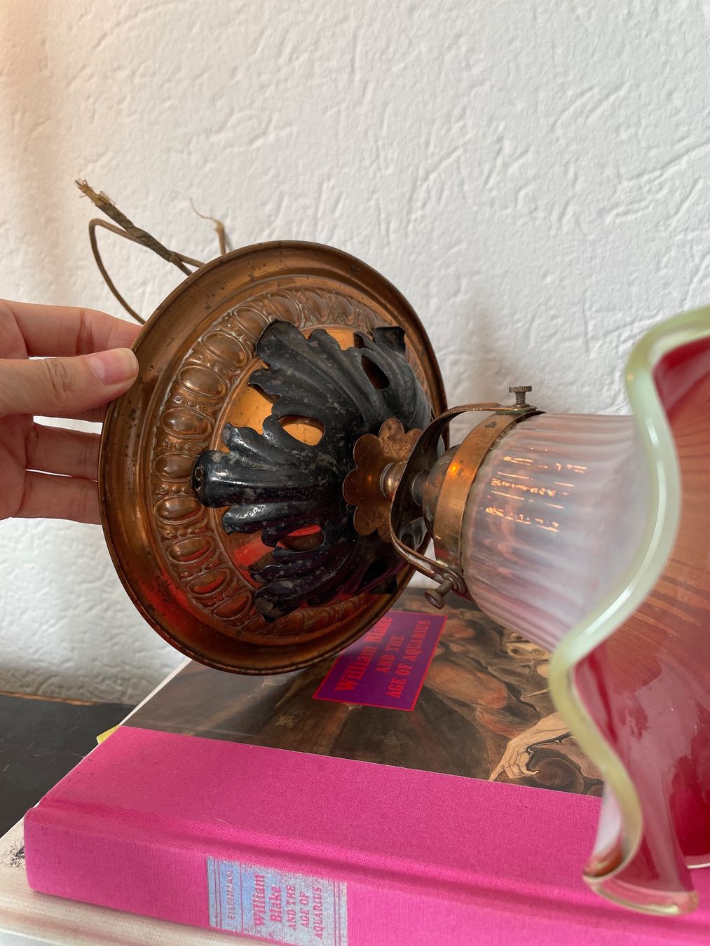 Lampes: Antike Jugendstil Deckenlampe Glas, Kupfer – D'occasion à St. Gallen par Shazzz 2