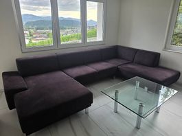 Grosse Wohnlandschaft / Ecksofa in schwarz/violett