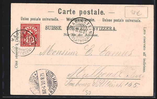 Cartoline postali: AK Mariastein, Hotel de la Poste, 1901 – Usato da Berlin venduto da bartko-reher 1