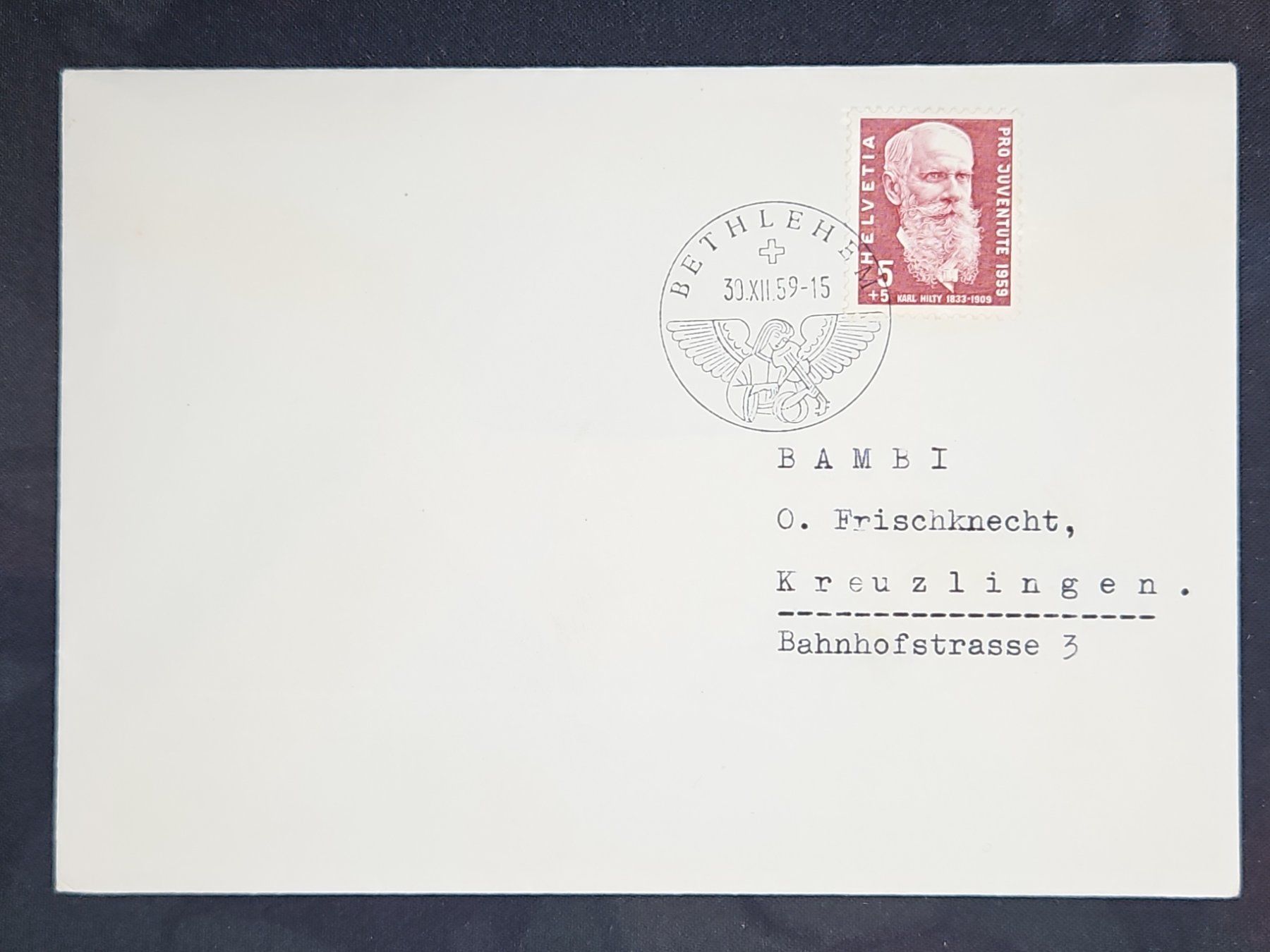 Tutti i francobolli: CL23 Enveloppe + Timbre Suisse 1959 – Usato da Cousset venduto da Patrick_Collections