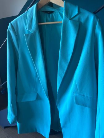 Blazer long Yours Clothing turquoise bleu – taille 46