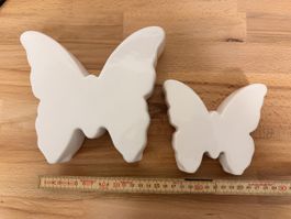 2er Set Deko-Schmetterlinge, weiss, Keramik, Top Zustand