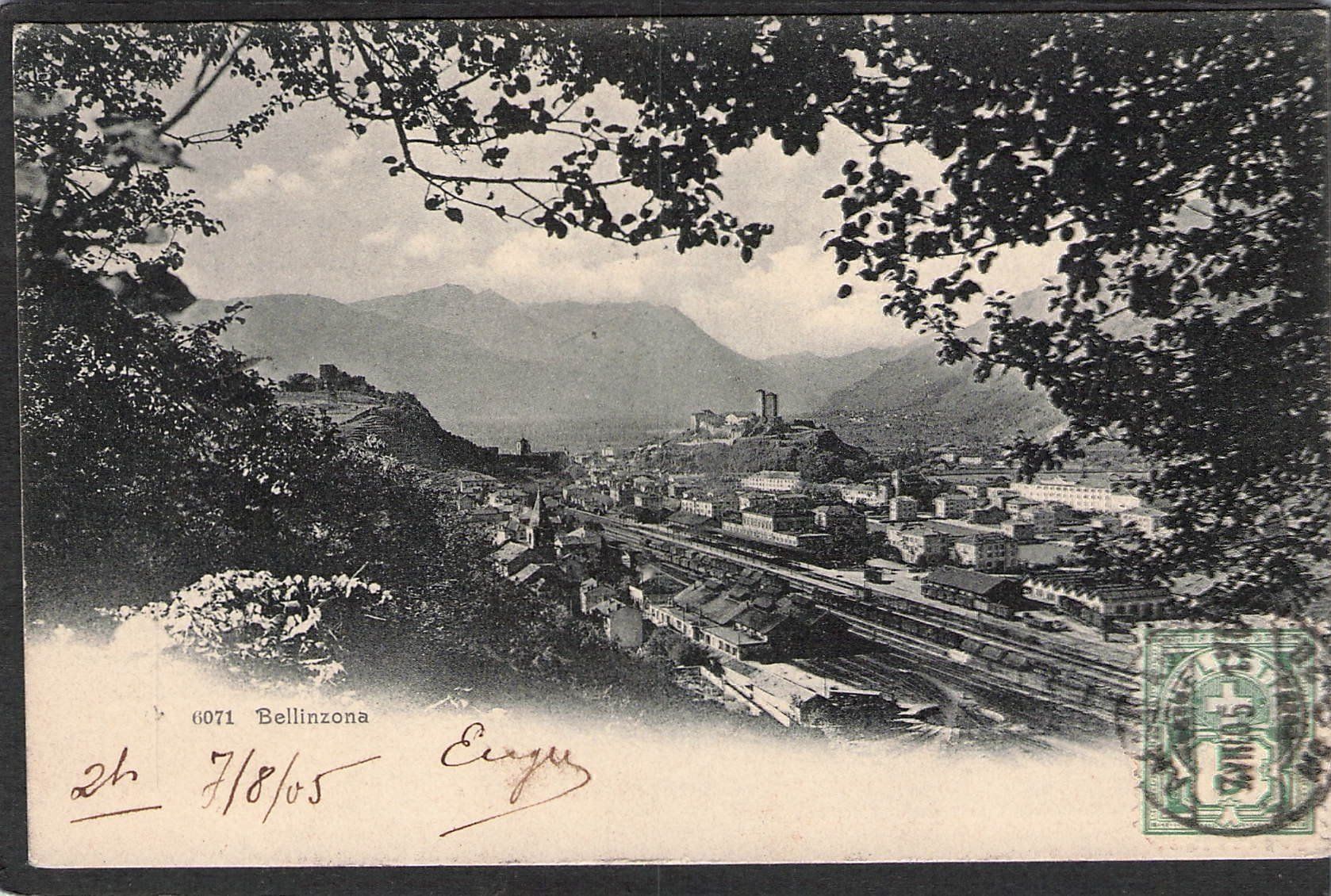 Cartoline postali: ,Bellinzona , 1905 – Usato da Reichenburg venduto da ibiza18