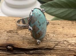 Statement Silber Ring mit Riesen Türkis, Gr.56