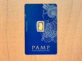 1g Goldbarren PAMP Suisse, Feingold 999.9.