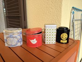 Lot de 4 boîtes à thé décoratives