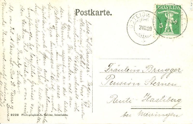 Cartoline postali: Gsteigwyler + 1909 – Usato da Emmenbrücke venduto da teestube 1
