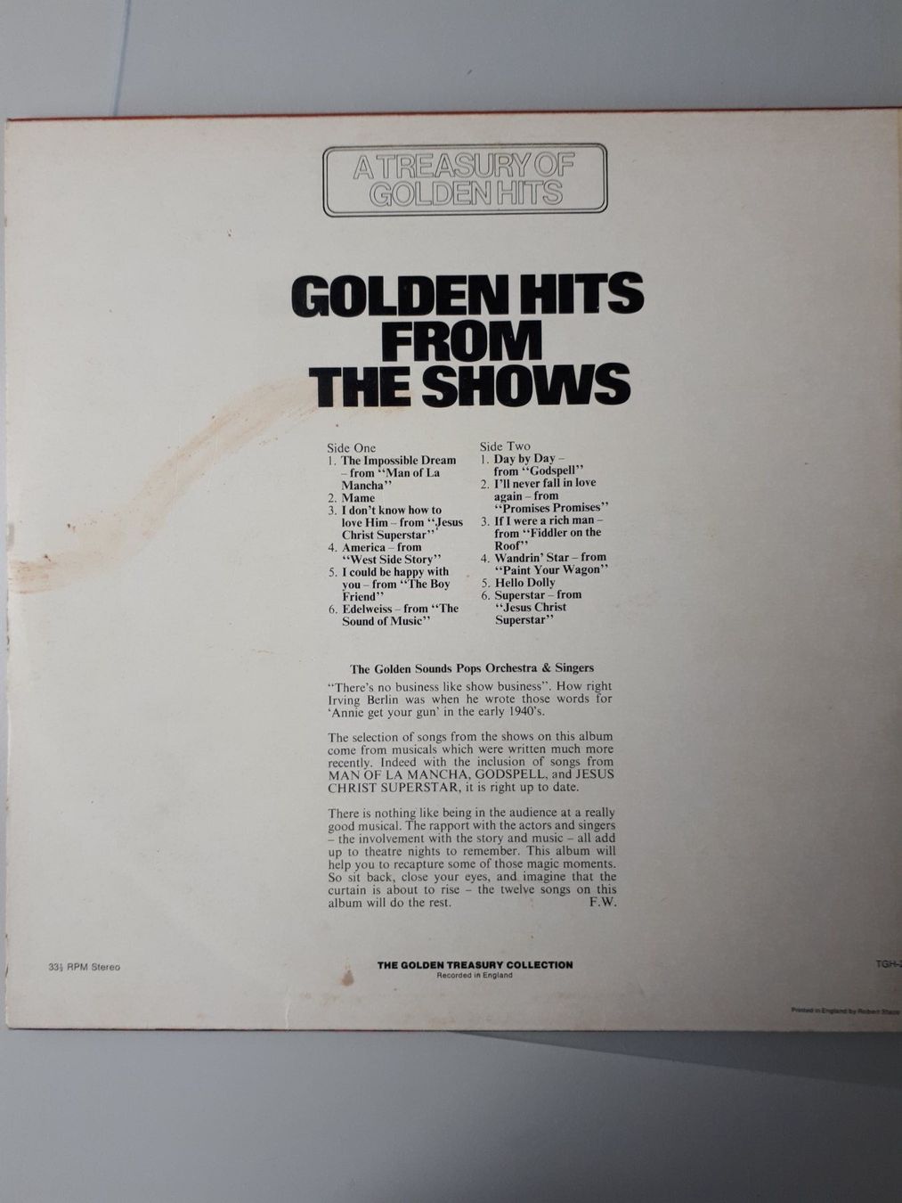 Dischi in vinile: Schallplatte Golden Hits From The Shows – Usato da Seewen SZ venduto da SuperpumaDisplayTeam 1