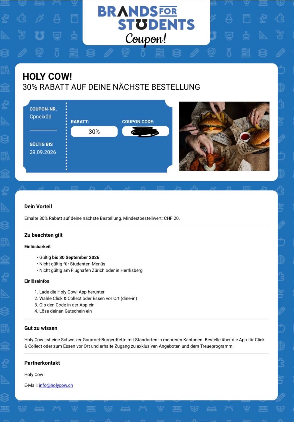 Buoni: Holy Cow! 30% Rabattcode bis 29.09.26 – Nuovo e nell'imballaggio originale da Unterägeri venduto da flu_zp5d