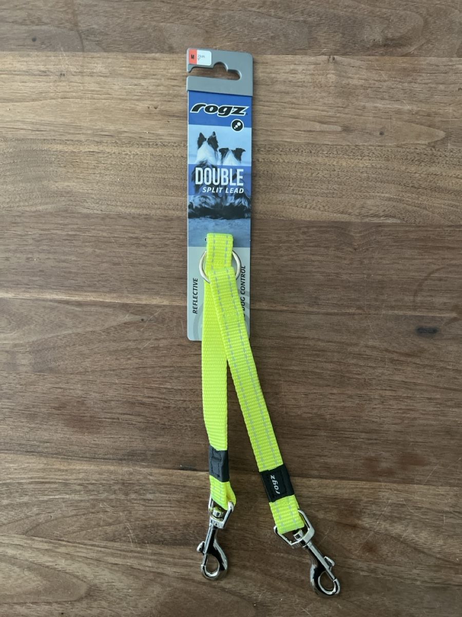 Rogz Guinzagli & Collari: Rogz Hunde Double Split Lead Medium gelb reflektierend – Nuovo e nell'imballaggio originale da Hunzenschwil venduto da jaeggi1978