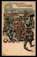 Litho Volksfest mit Bierhalle, Zelt mit 