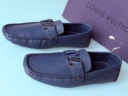 LOUIS VUITTON Monte Carlo Navy Leder Loafers Slippers 43.5