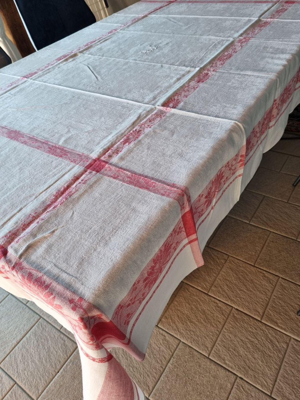 Altra biancheria da tavola: Nappe ancienne lin, rouge/blanc – Nuovo (secondo la descrizione) da Fontenais venduto da Aube-sauvage.2 1