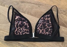 Damen BH Schwarz Leo-Print Gr L  neu