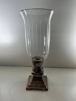 Bougeoir hurricane ancien en cristal et plaqué argent