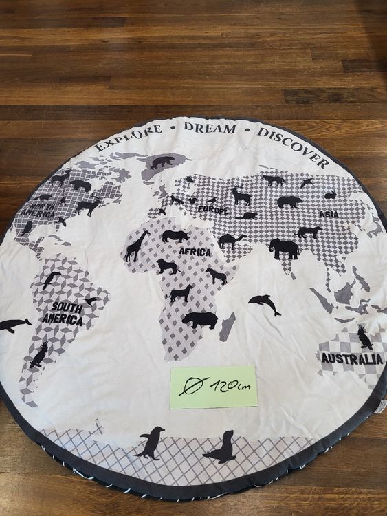 Runder Teppich 120cm Dschungel-Olivgrün - Flauschiger Bodenteppich Waschbar