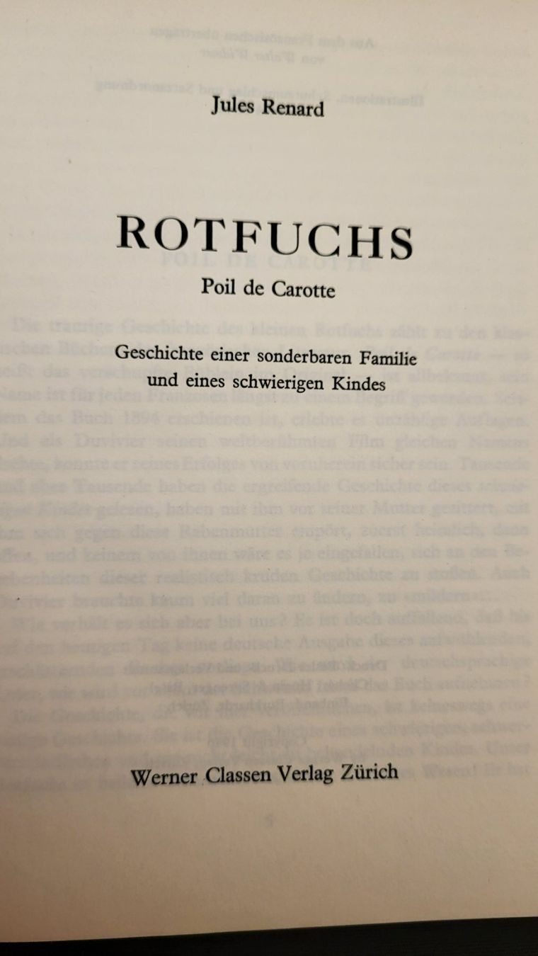 Bücher: Buch ROTFUCHS Jules Renard – Gebraucht aus Basel von spinne02 3
