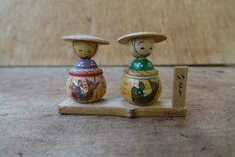 2 Japanische Vintage Kokeshi Puppen Pärchen