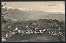 AK Guggisberg, Panorama mit Kirche, 1911