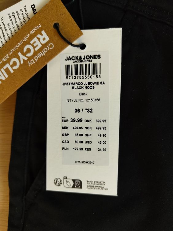 Jack & Jones Pantaloni: Pantalon Jack & Jones Noir 36x32 neuf – Nuovo (secondo la descrizione) da Lausanne 25 venduto da int_rt66 2