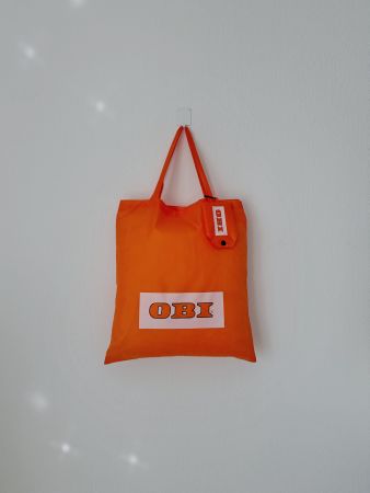 Obi - Shopper pieghevole, arancione, nuova con moschettone
