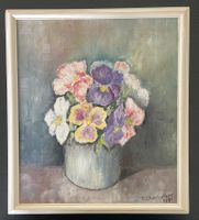 Gemälde Öl auf Leinwand Blumenstrauss signiert R. Oberholzer