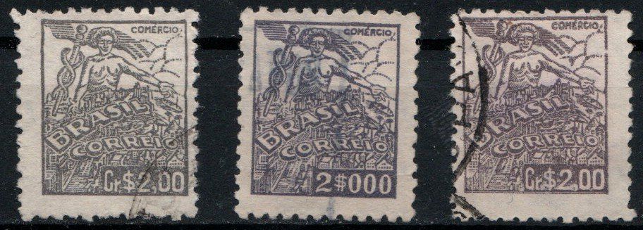 Alle Briefmarken: 3 Timbres "Comercio" Brésil 1934 oblitérés – Gebraucht aus Blonay von Leglaude_01