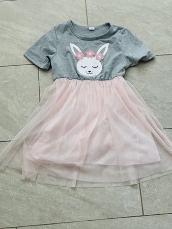 Kleid Mädchen mit Hasenprint und Tüllrock Grösse 122