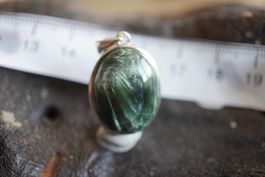 Seraphinit    Oval 15mm x 13mm  Natur Anhänger  925 Silber