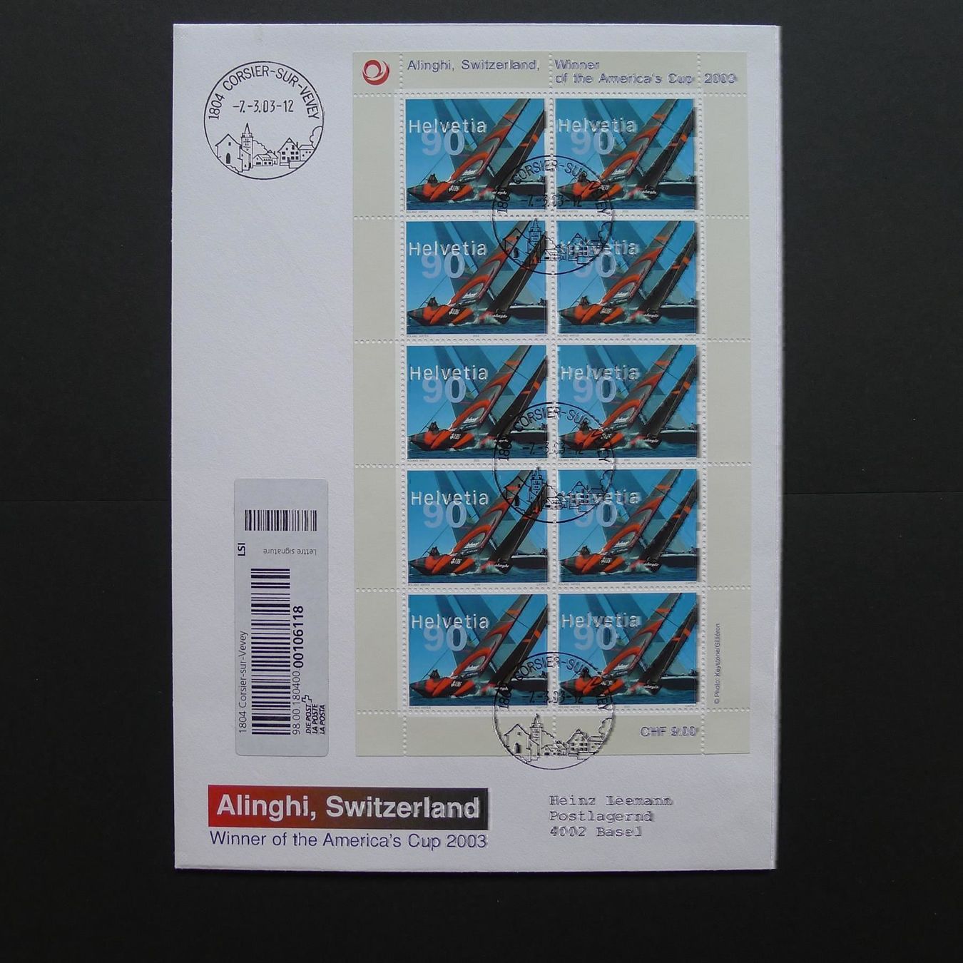 Tutti i francobolli: 2003 Nr. 1084 Kleinbogen auf Brief ET – Usato da Dagmersellen venduto da wyss1982