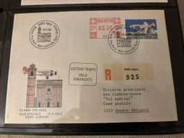 Schweizer Briefmarke Flug Agno-Ginevra 1988 Rarität!