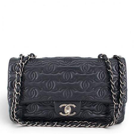 Chanel CC stitch single flap schwarz