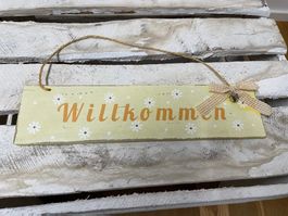 Holzschild "Willkommen" 30cm | Türschild Landhausstil