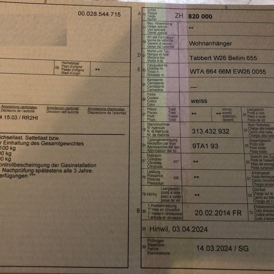 Rimorchi: Luxus Wohnanhänger Tabbert W26 Bellini 655 – Usato da Wald ZH venduto da Jamesbond069 4