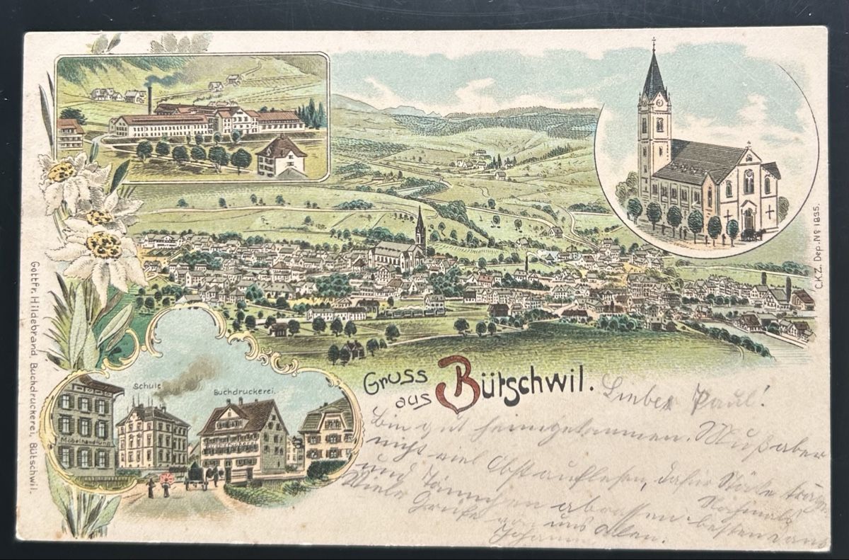 Cartoline postali: Gruss aus Bütschwil Litho  – Usato da Horw venduto da Tellbub