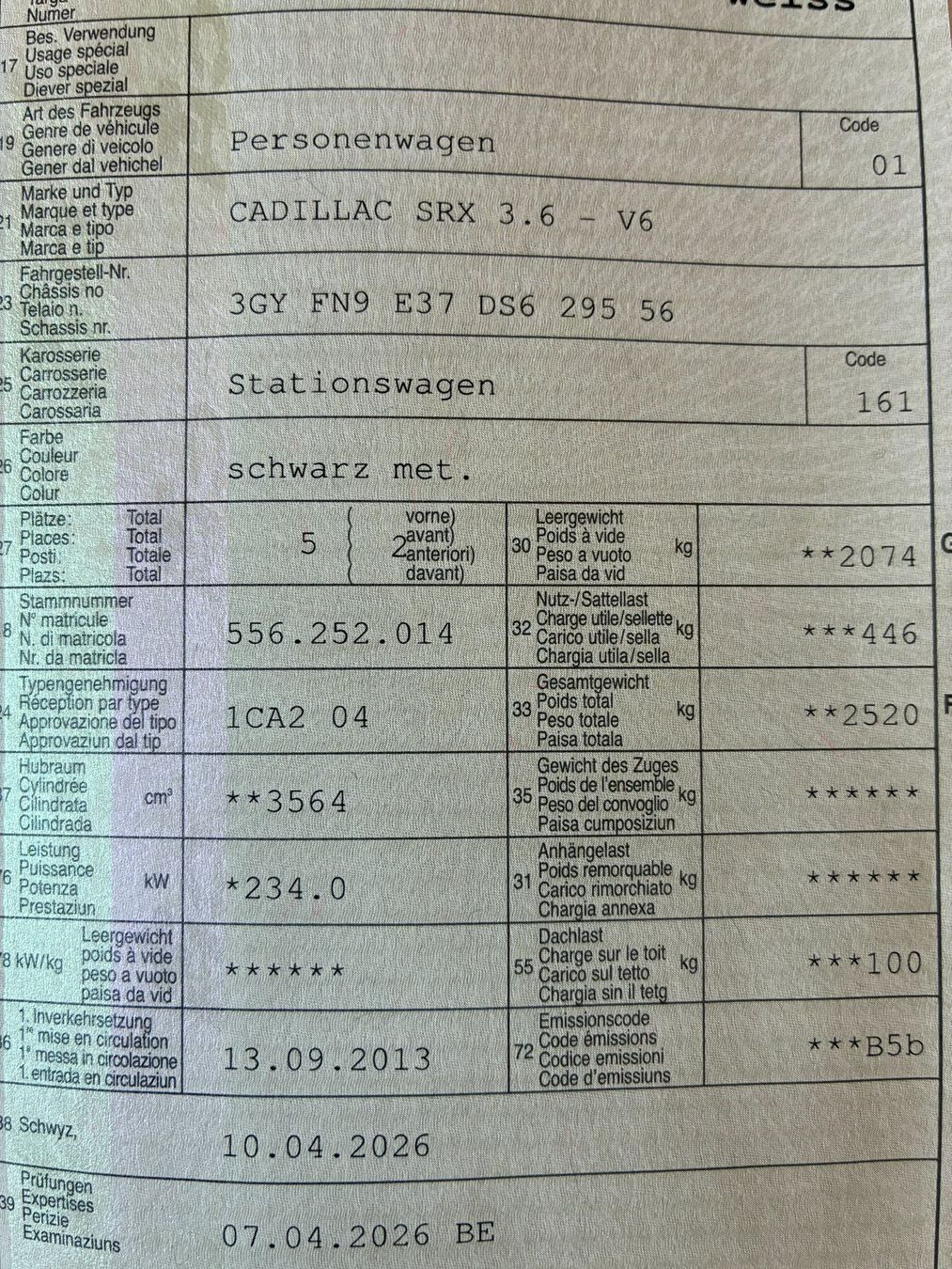 Cadillac Autos: Cadillac SRX 3.6  -  V6 – D'occasion à Pfäffikon SZ par sch_s7zw 7