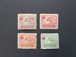 1921, Republik Polen  -  Mit rotem Aufdruck