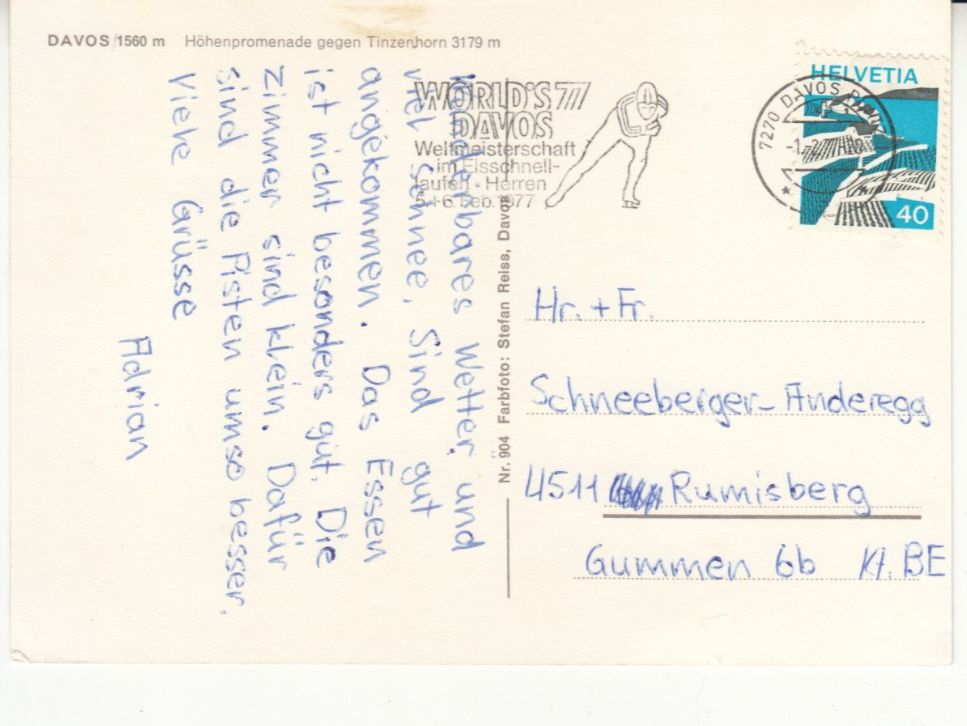 Cartoline postali: Davos 1977 – Usato da Bürglen TG venduto da StampGraf 1