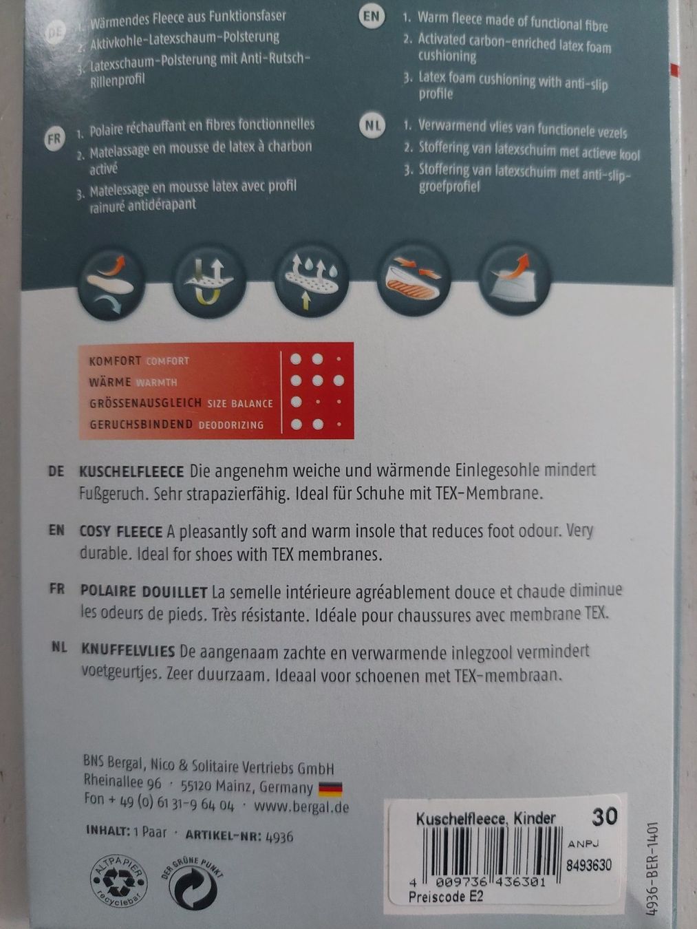 Scarpe per ragazzi: Bergal Einlegesohle Kuschelfleece Grösse 30 – Nuovo e nell'imballaggio originale da Beckenried venduto da Havacola 6