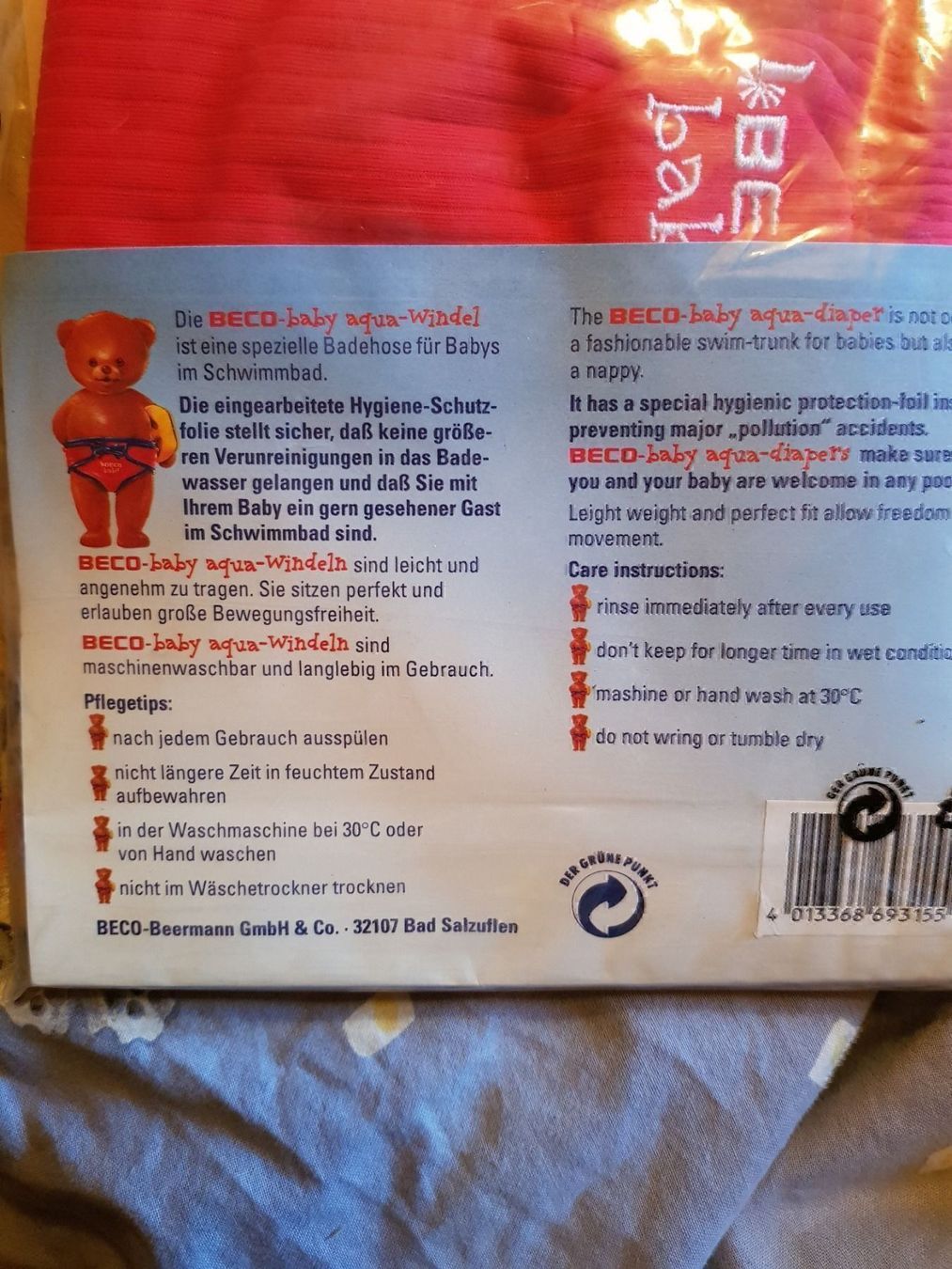 Maillots de bain: Badewindel rot gr. S – Neuf avec emballage d'origine à Schwarzenburg par Flamingo07 2