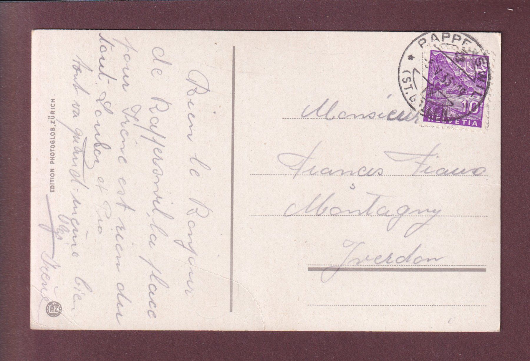 Cartoline postali: RAPPERSWIL vom Hafen - 1935 – Usato da Pully venduto da nicecards 1