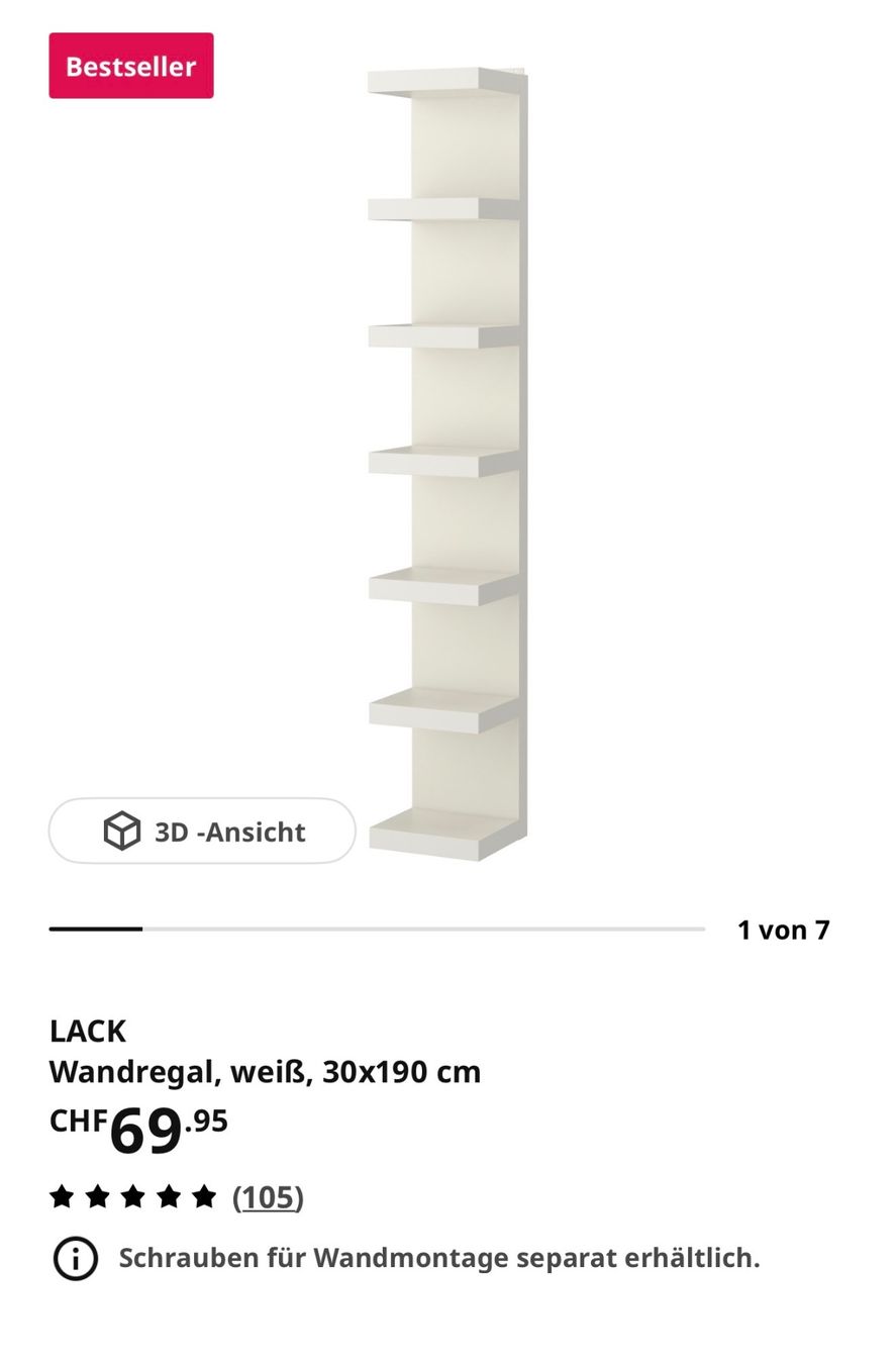 Ikea Scaffali: Weisses Wandregal IKEA mit 7 Ablageflächen – Nuovo (secondo la descrizione) da Schiers venduto da Trischa.r. 3