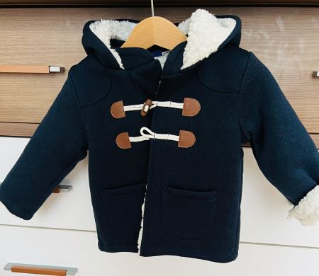 NEU- Warmer Wintermantel/Jacke Teddyfutter Gr.74/80 Navy