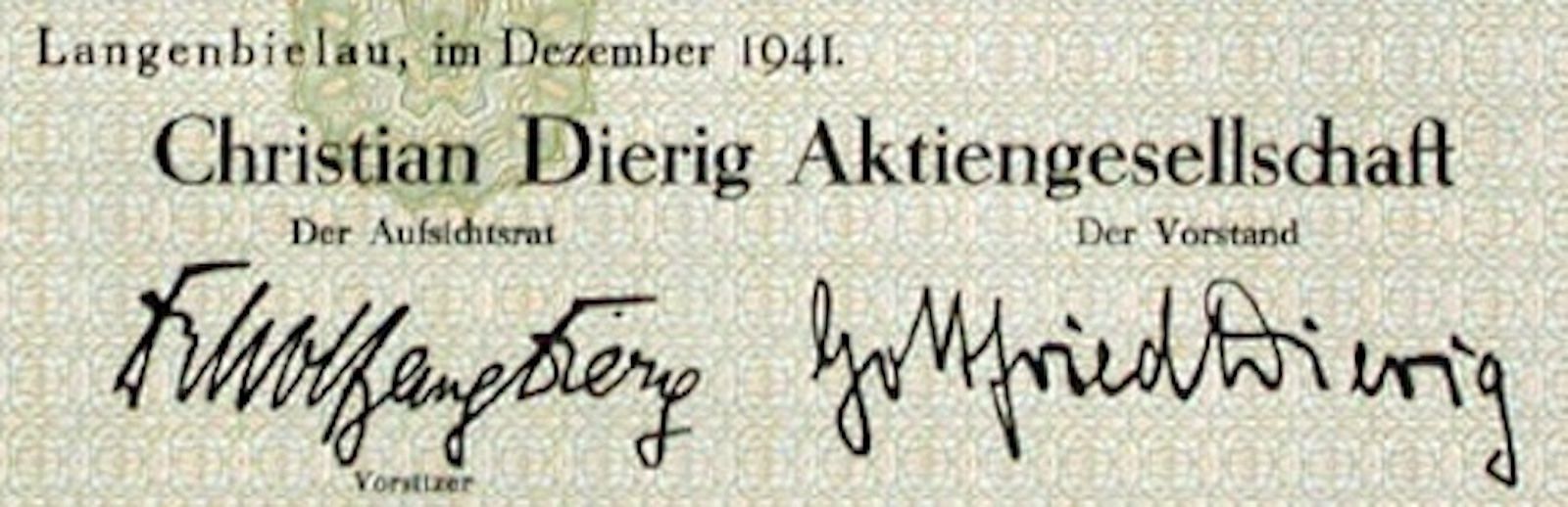 Documenti: Christian Dierig AG, Langenbielau - 1941 – Usato da Solothurn venduto da Sgasche 1