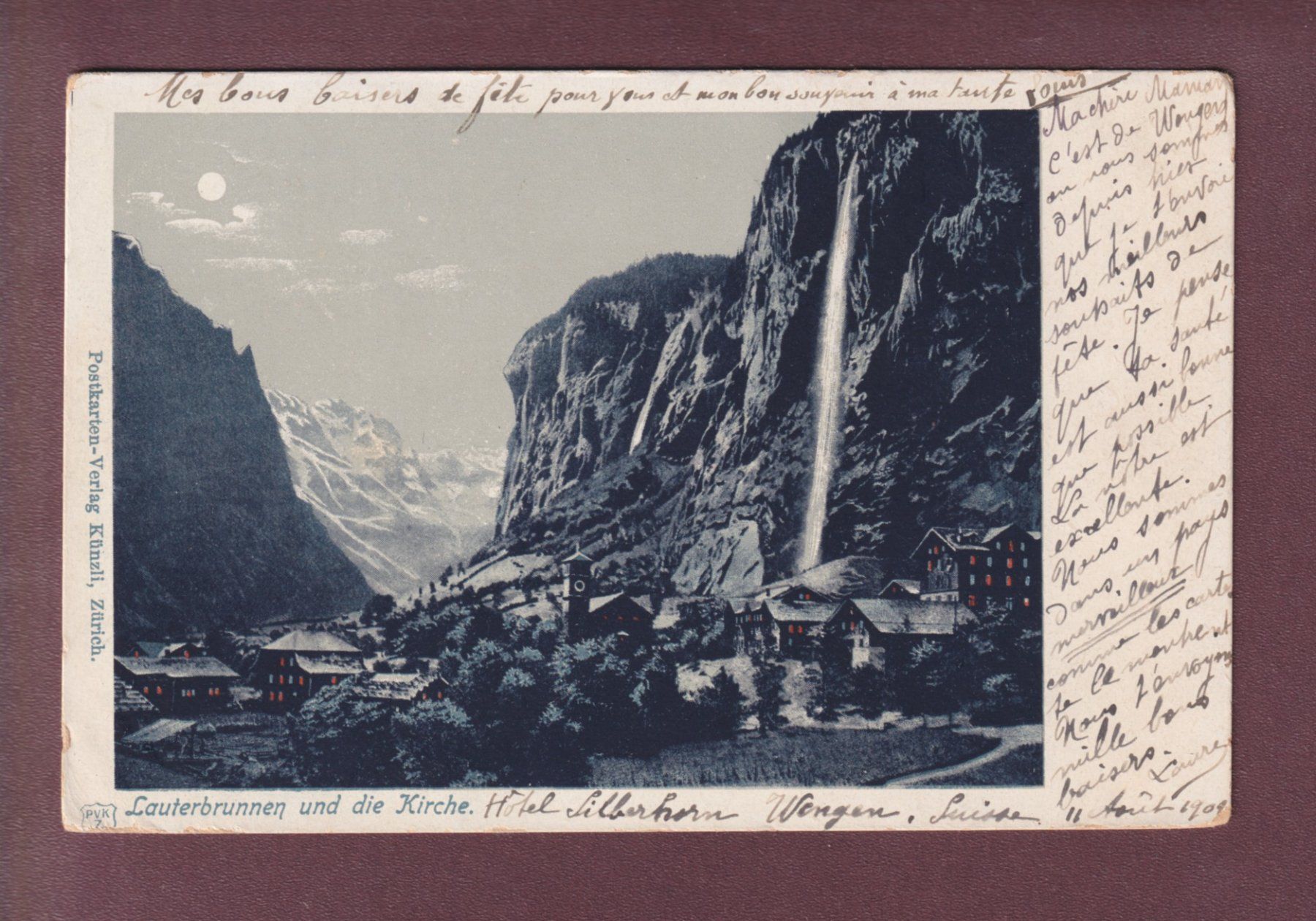Cartoline postali: LAUTERBRUNNEN bei Nacht – Usato da Pully venduto da nicecards