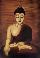 Buddha-Gemälde Ruhe & Kraft  Handgemalt, 90x132 cm